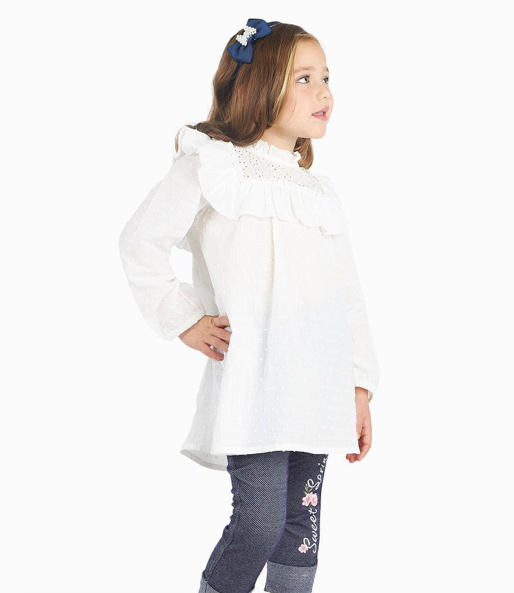 Conjunto Niña De Blusa Y Calzas Crudo-3