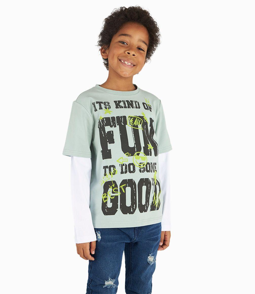 Polera Niño Con Estampado Verde 4 Kids-0