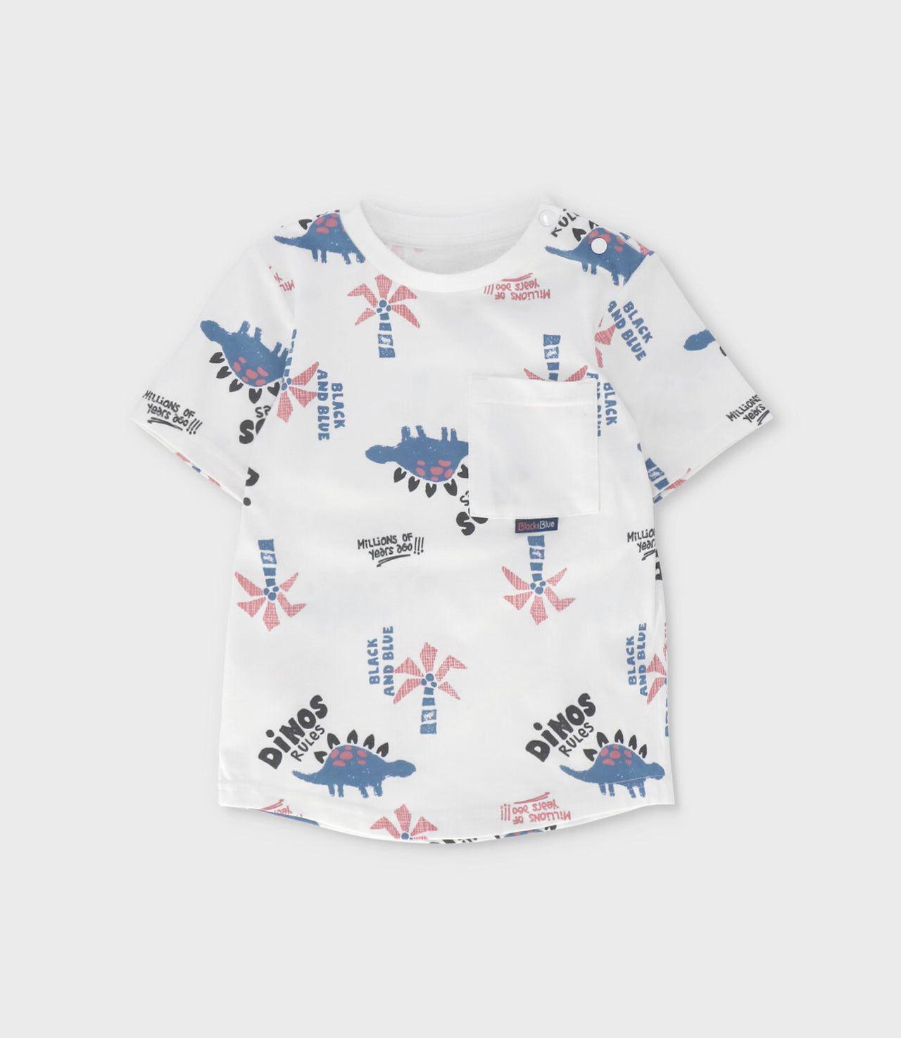 Polera manga corta bebé dinos crudo Black and Blue-0