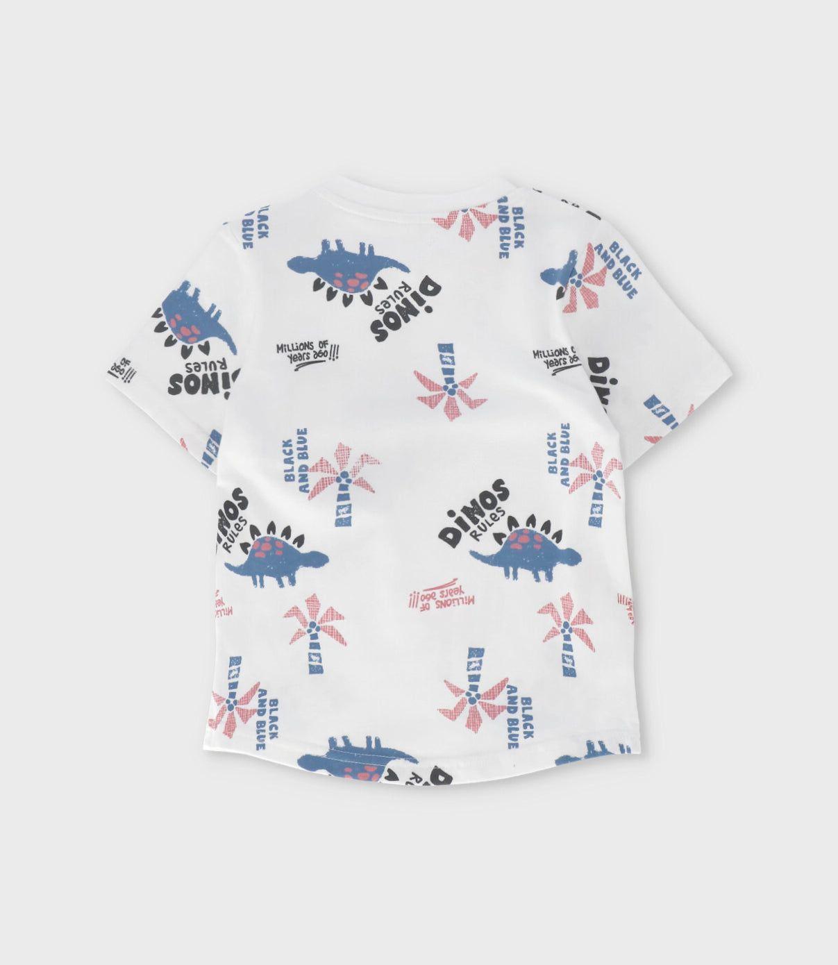 Polera manga corta bebé dinos crudo Black and Blue-1