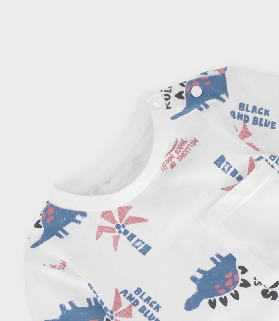 Polera manga corta bebé dinos crudo Black and Blue-2