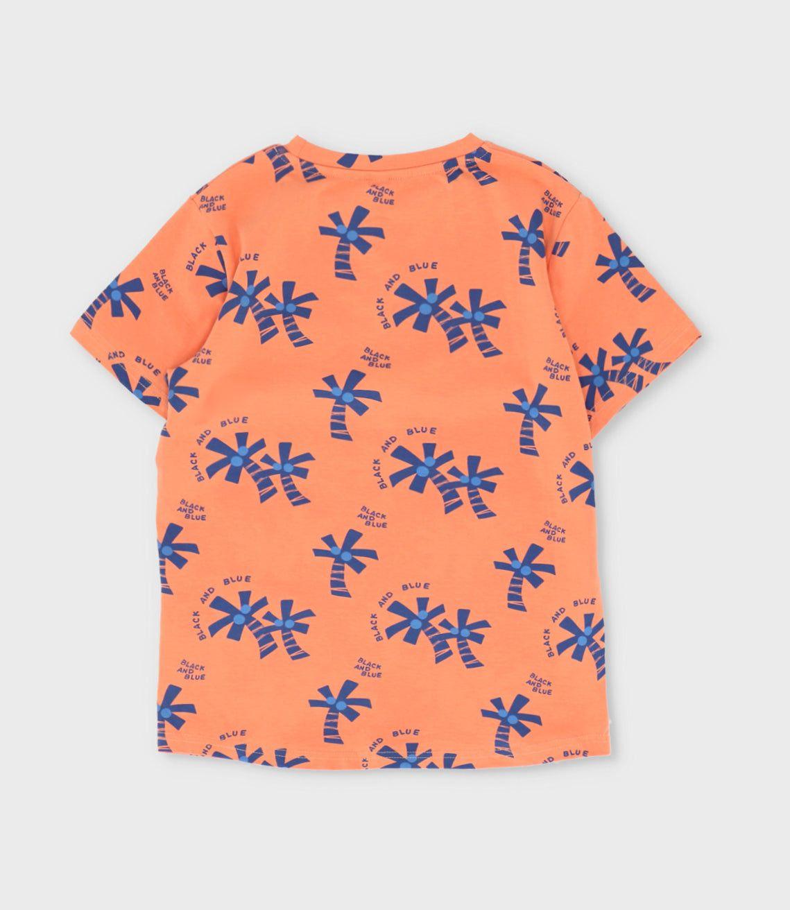 Polera manga corta niño con palmeras naranjo Black and Blue-1