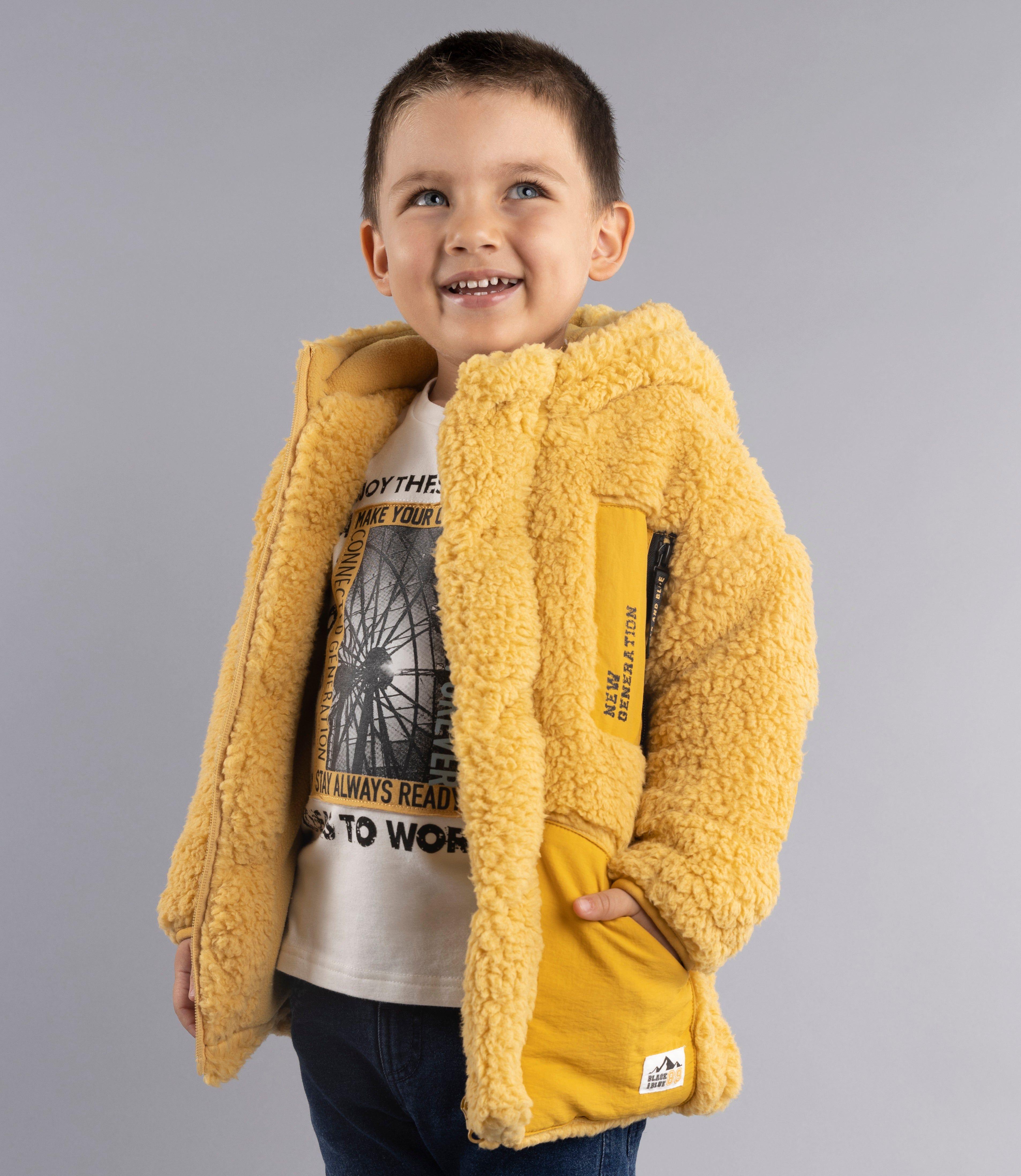 Polerón Niño Polar Con Bolsillos Black And Blue Mostaza-0