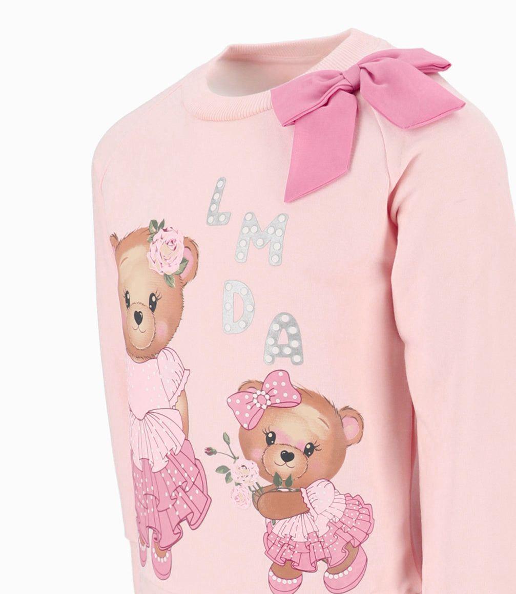 Polerón niña con osos y lazo rosado Limonada-2