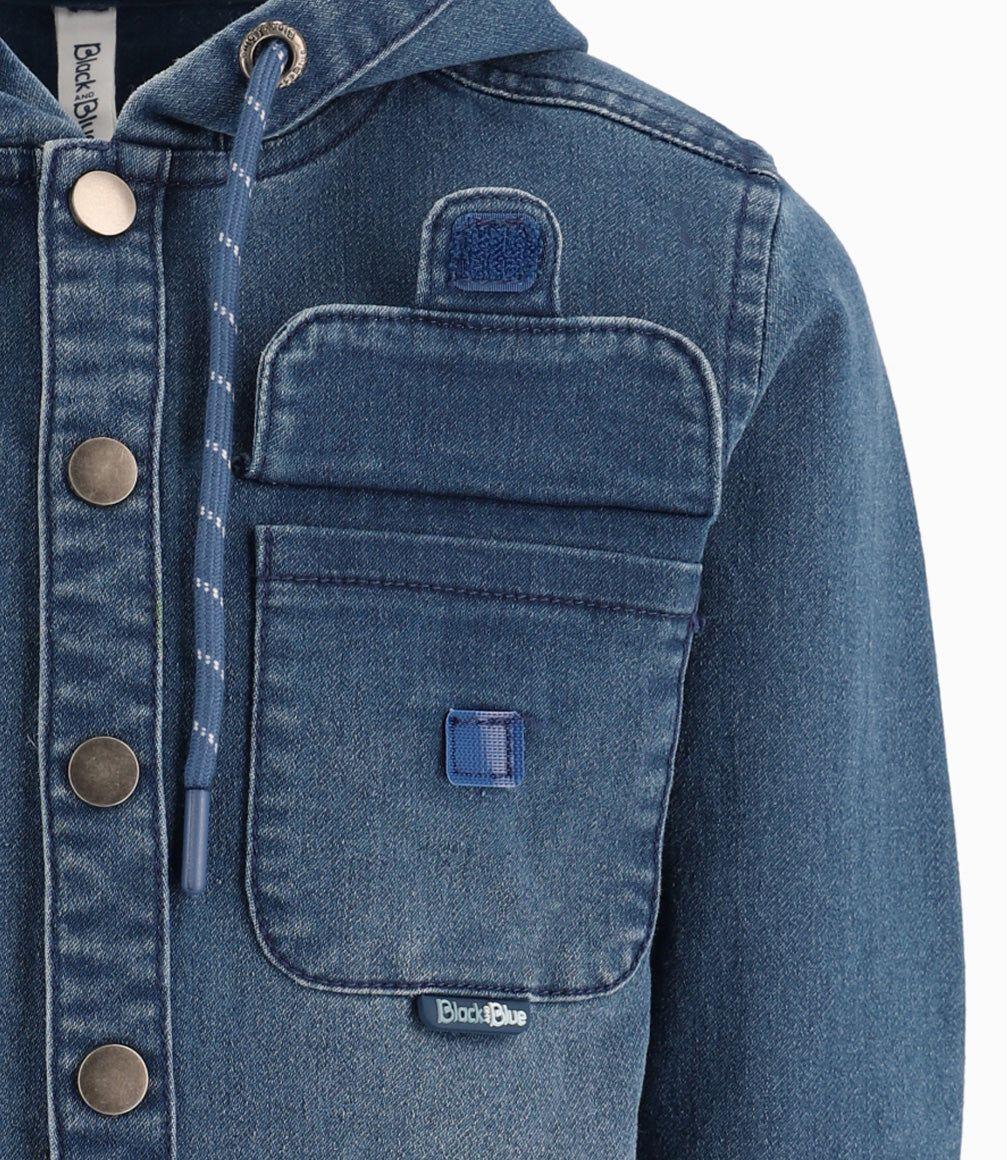 Camisa Niño Con Gorro Denim Azul-3