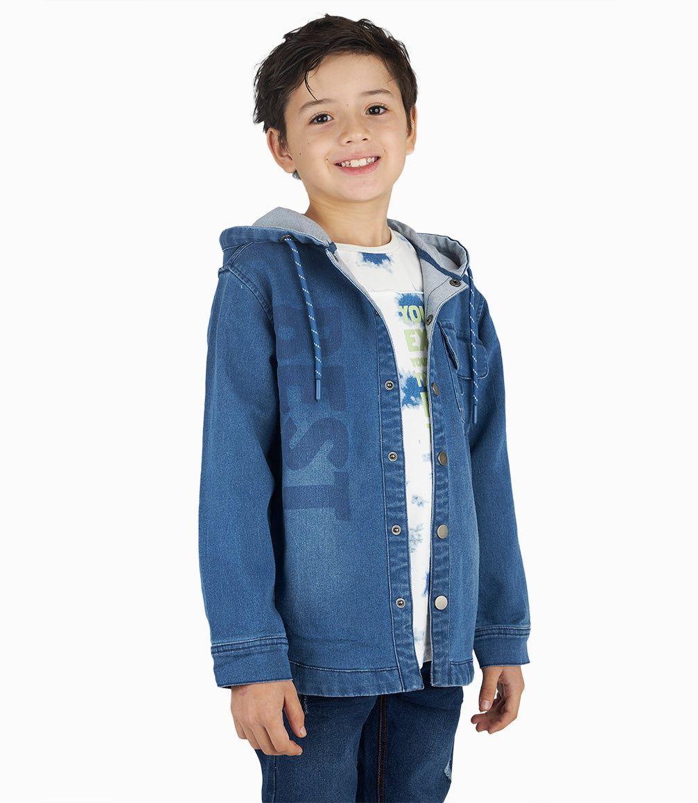 Camisa Niño Con Gorro Denim Azul-6
