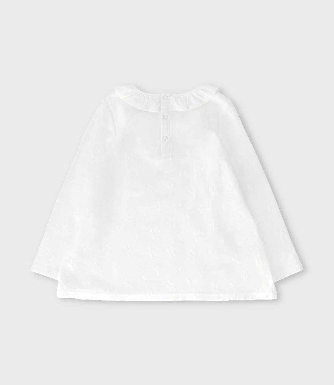 Polera manga larga niña flores bordadas crudo Limonada-2