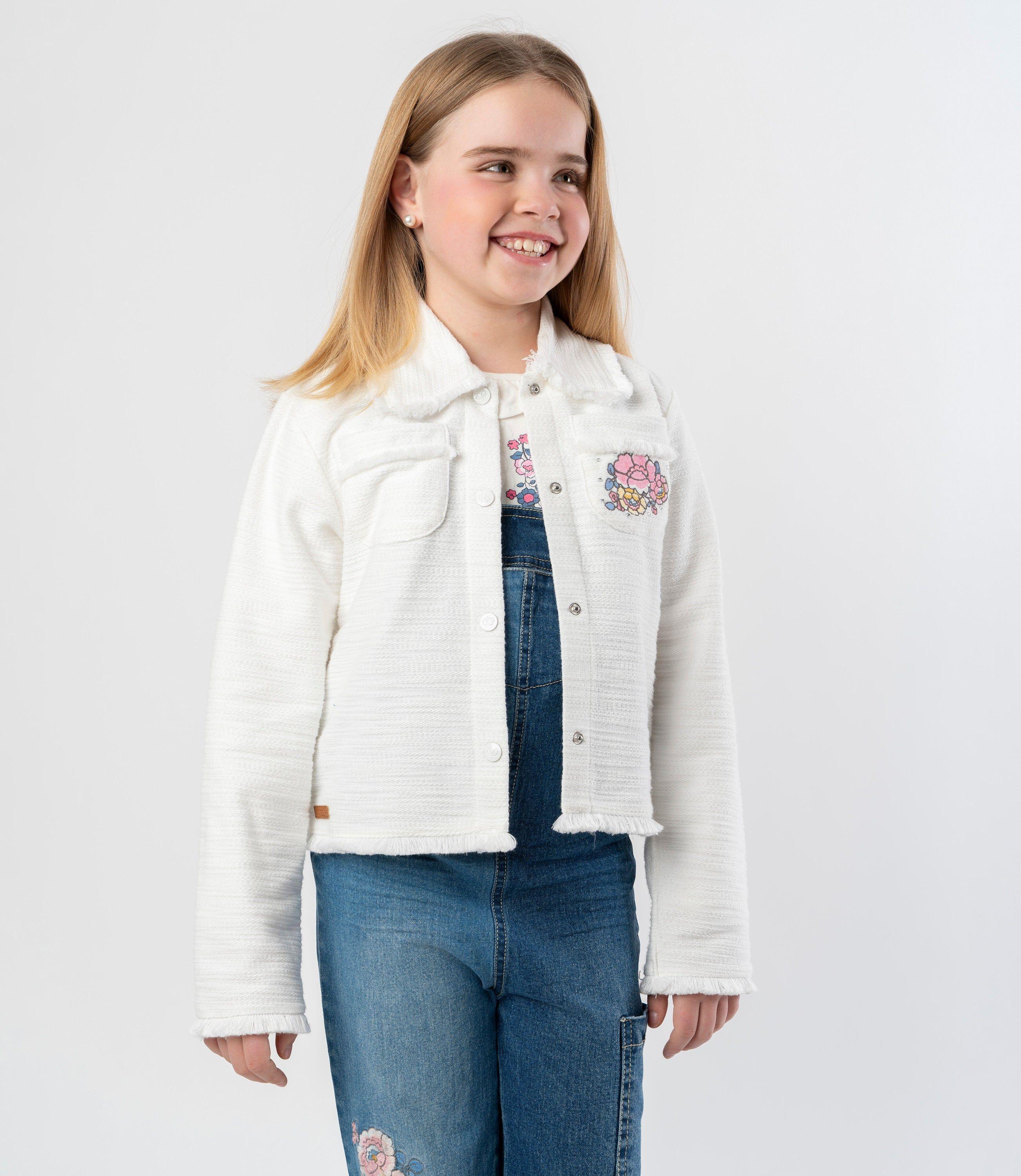 Chaqueta niña tejida crudo Limonada-0