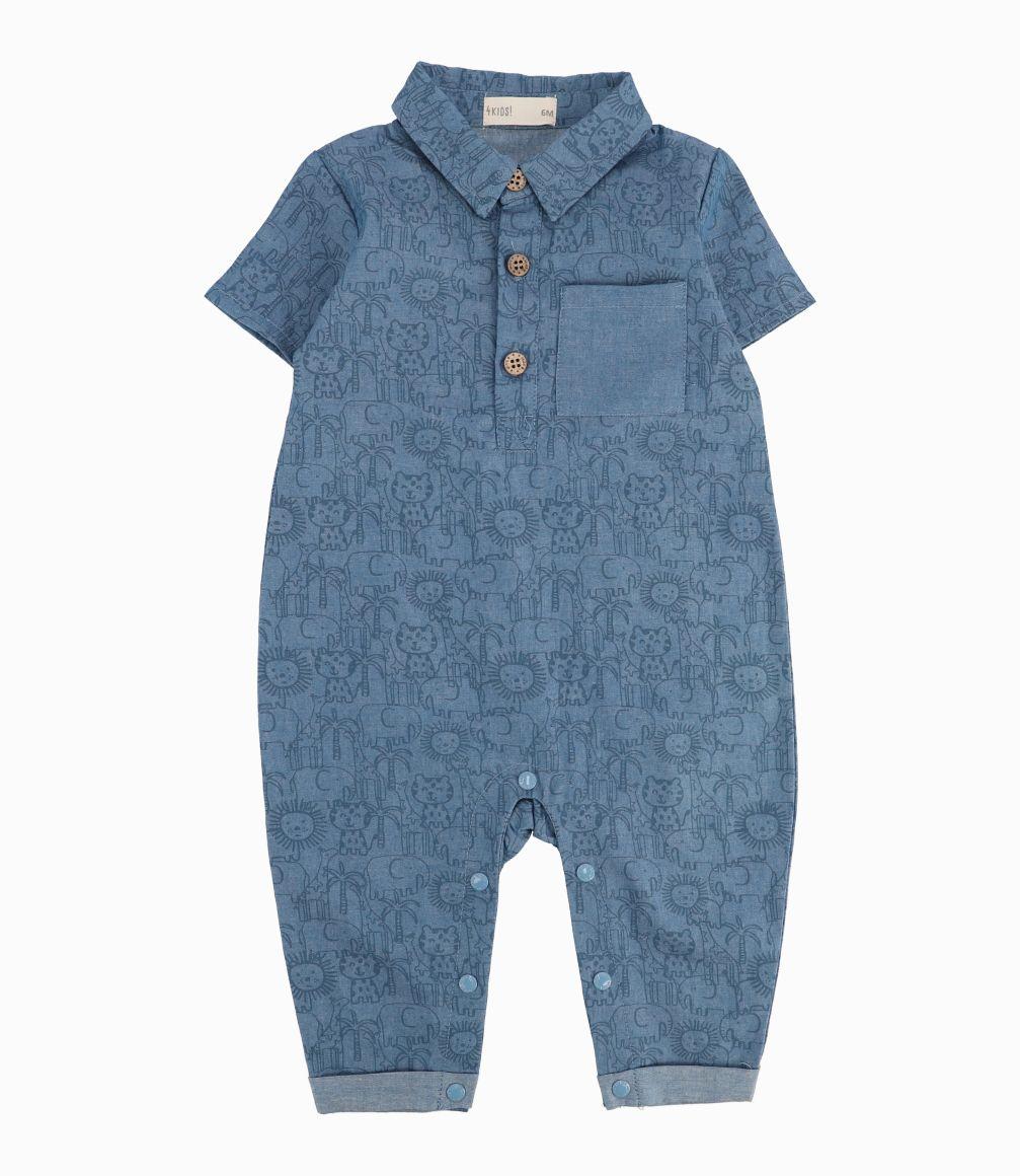 Enterito Recién Nacido Safari Denim Celeste-0