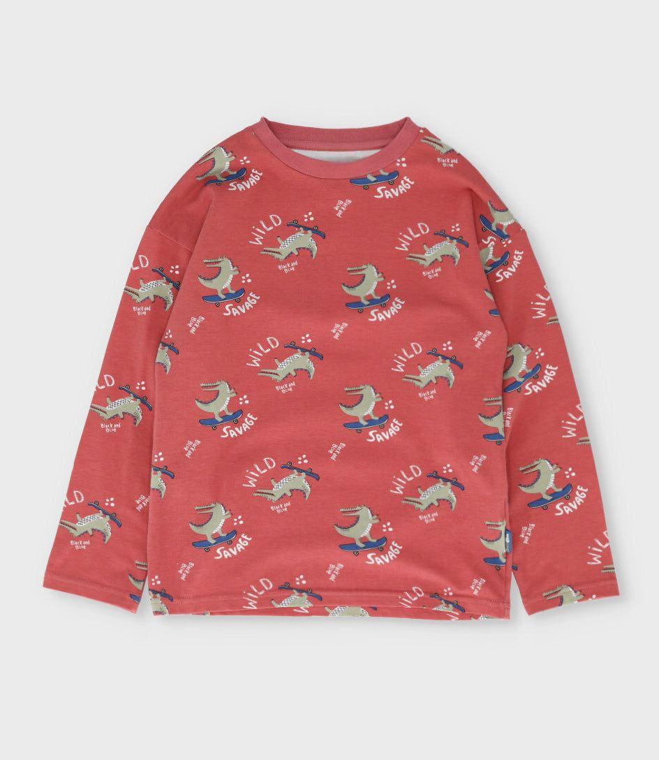 Polera manga larga niño wild terracota Black and Blue-0