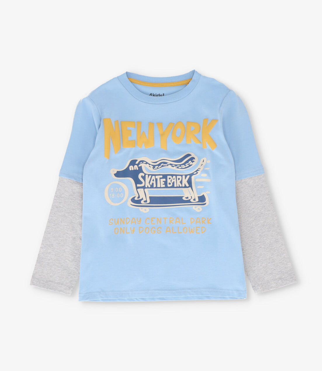 Polera manga larga niño new york celeste 4 Kids-0