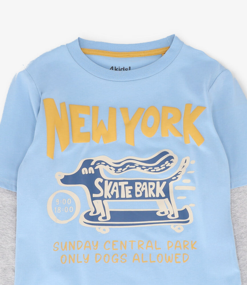 Polera manga larga niño new york celeste 4 Kids-2