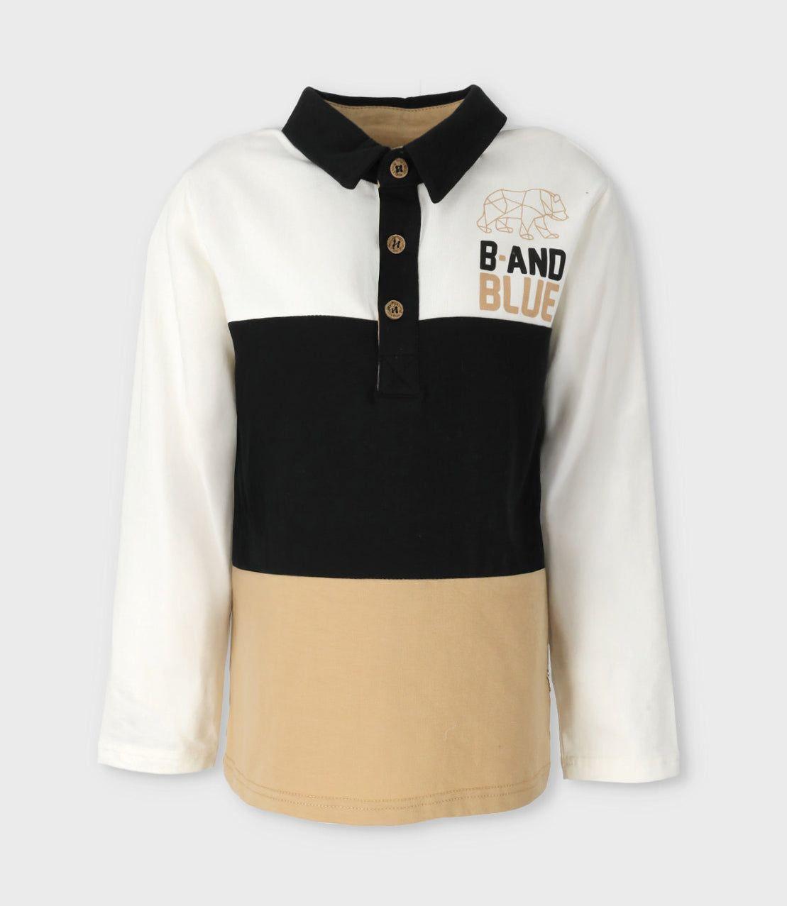Polera niño con cuello blanco Black and Blue-0