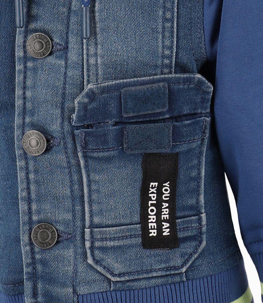 Chaqueta Bebé Niño Con Gorro Denim Azul-4