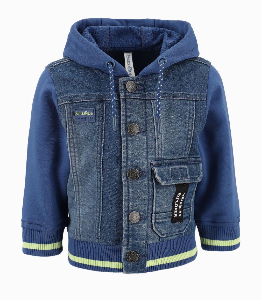 Chaqueta Bebé Niño Con Gorro Denim Azul-6