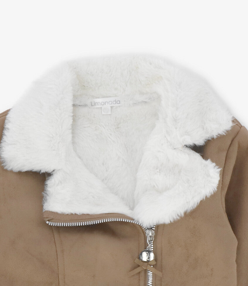 Chaqueta bebé aviadora de gamuza chocolate Limonada-3