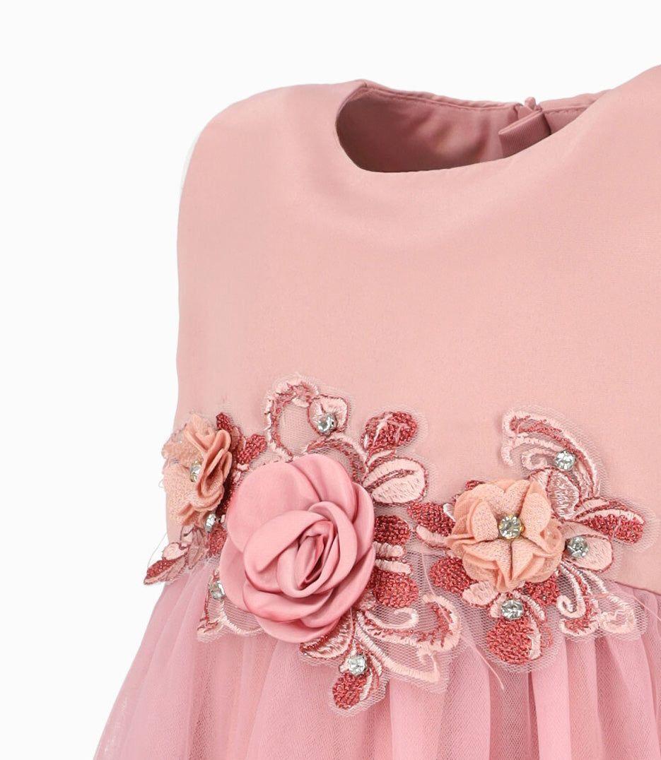 Vestido niña con tul palo rosa Limonada-2