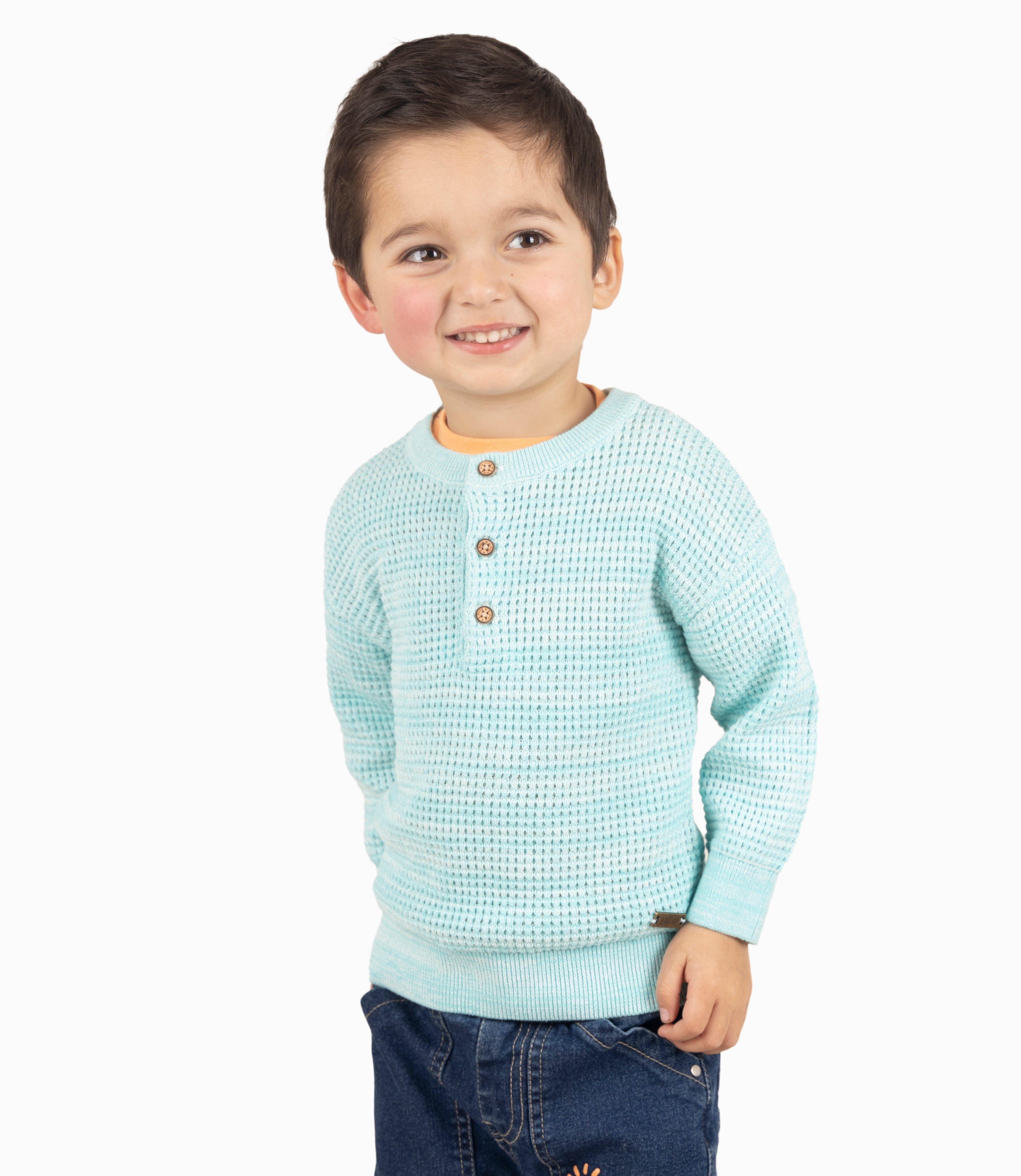 Chaleco Bebé Niño Tejido Turquesa-3