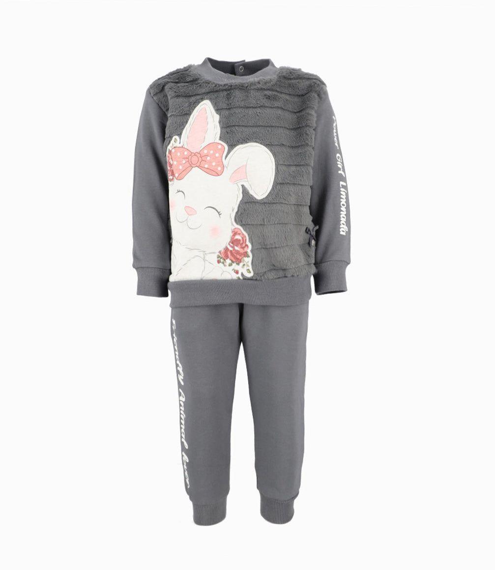 Conjunto bebé de polerón y pantalón gris Limonada-0