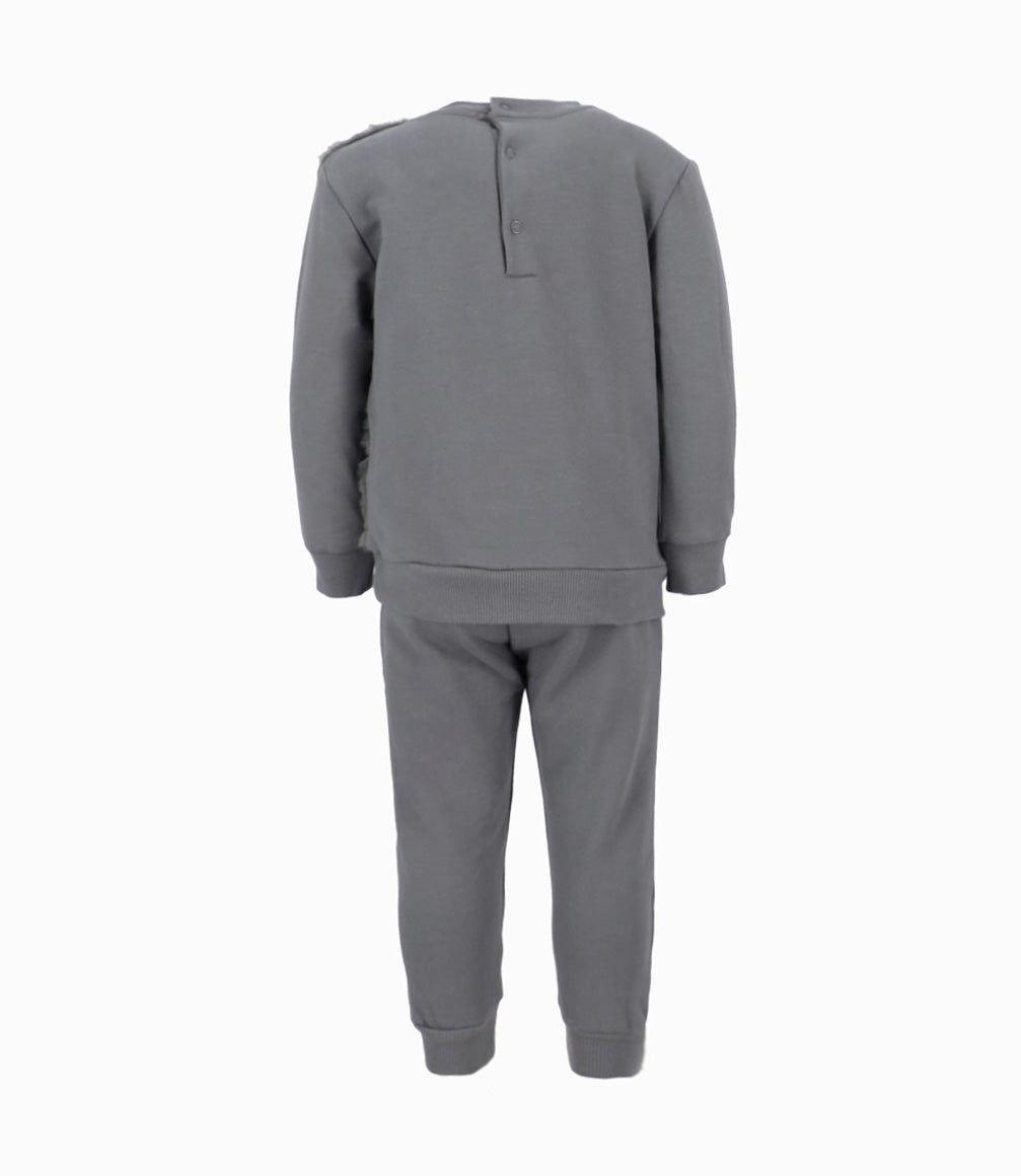 Conjunto bebé de polerón y pantalón gris Limonada-1