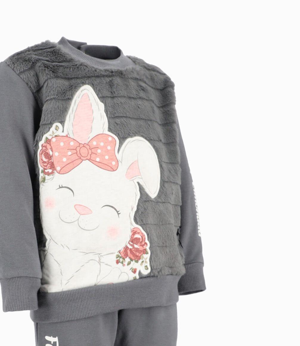 Conjunto bebé de polerón y pantalón gris Limonada-2