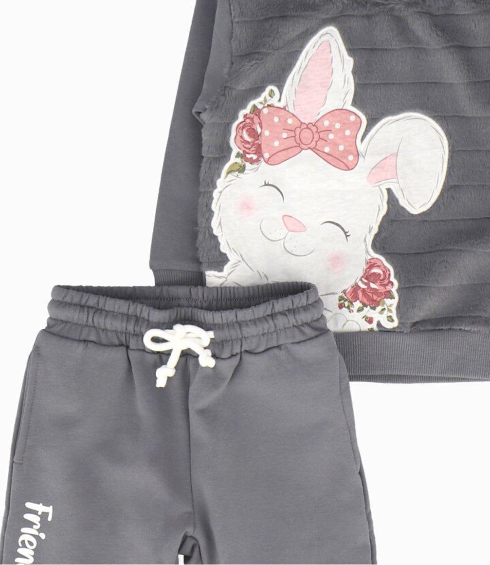 Conjunto bebé de polerón y pantalón gris Limonada-3