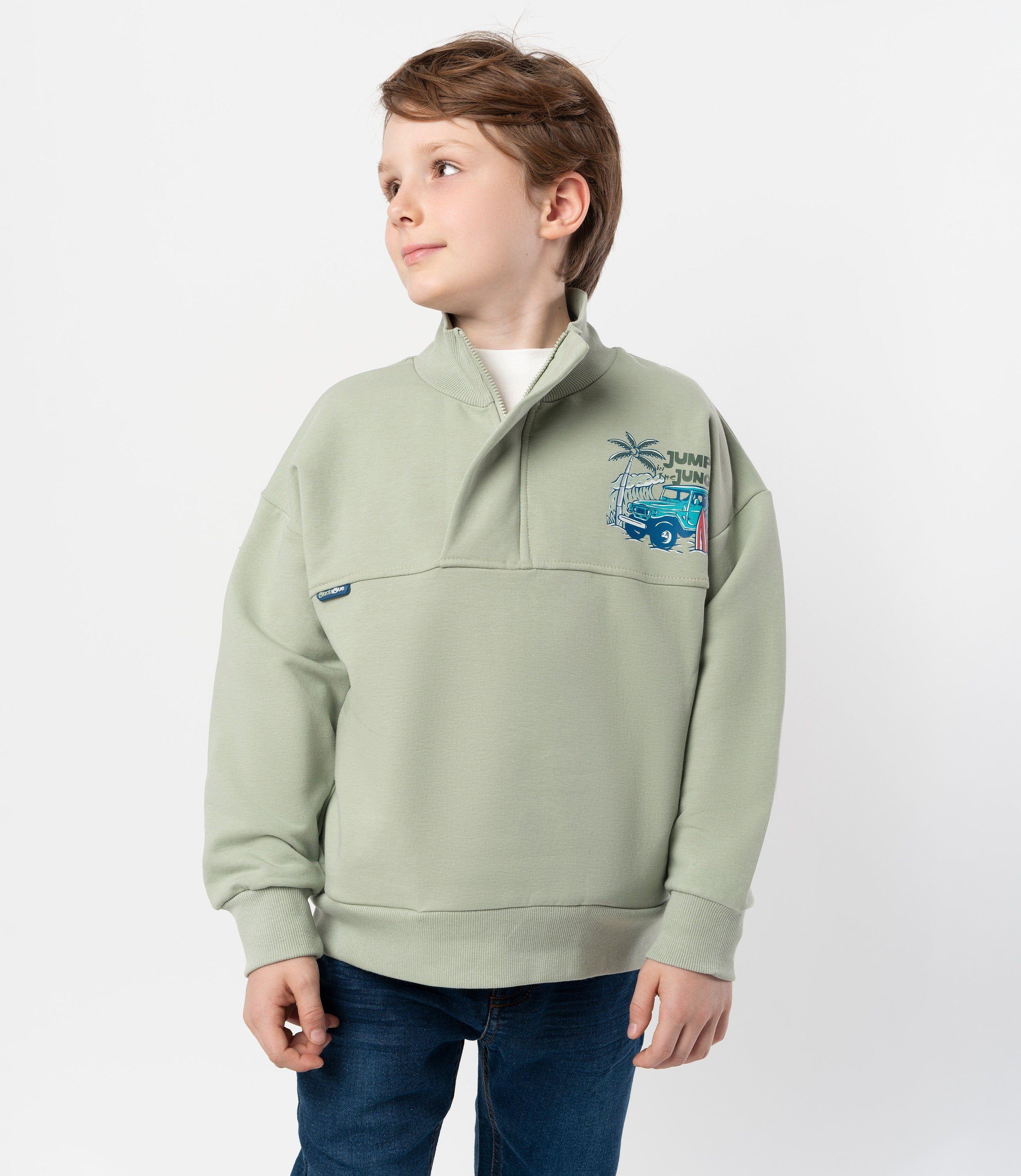 Polerón niño con cuello verde militar Black and Blue-0