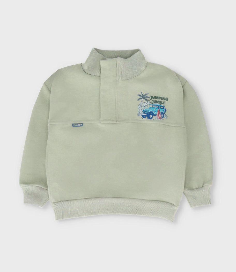 Polerón niño con cuello verde militar Black and Blue-1