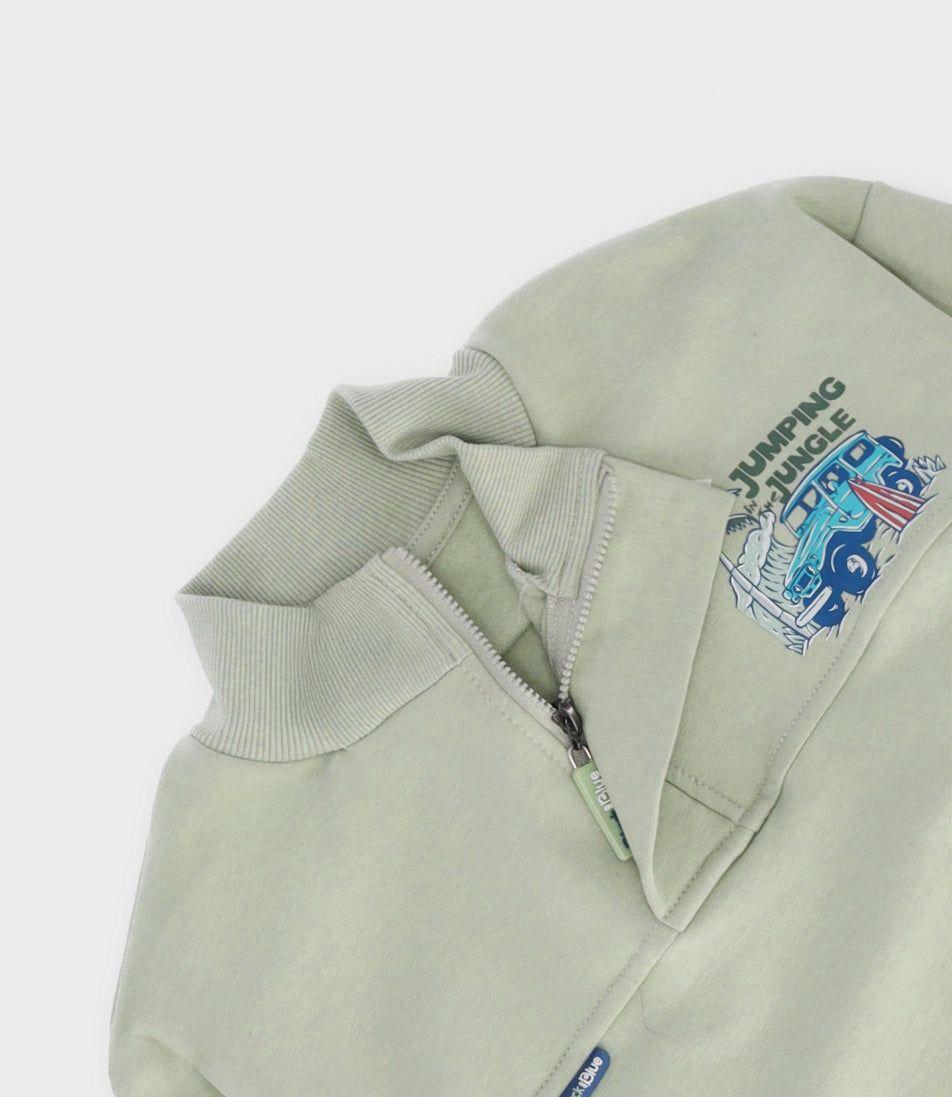Polerón niño con cuello verde militar Black and Blue-3