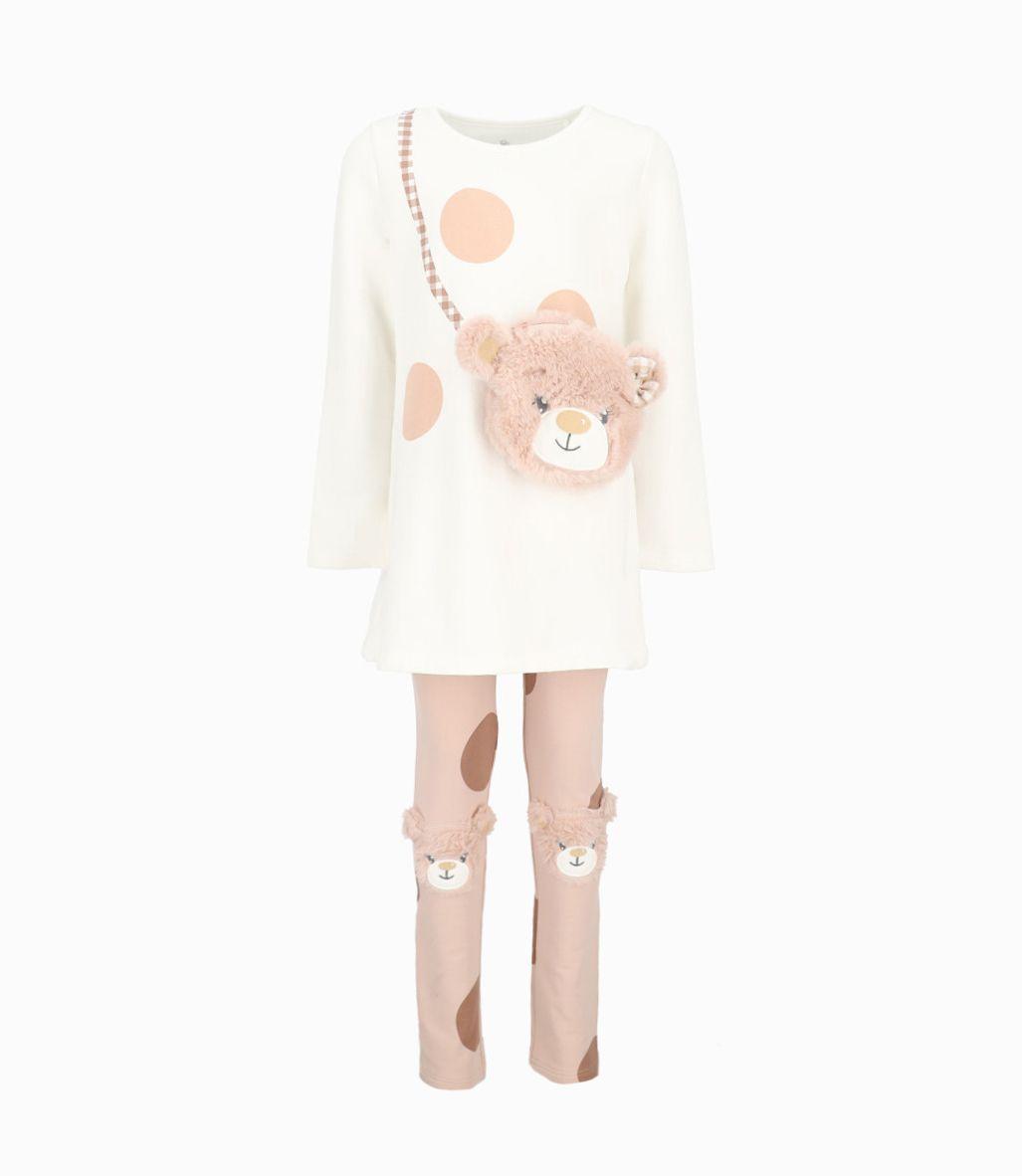 Conjunto niña de polera y calzas beige Limonada-0