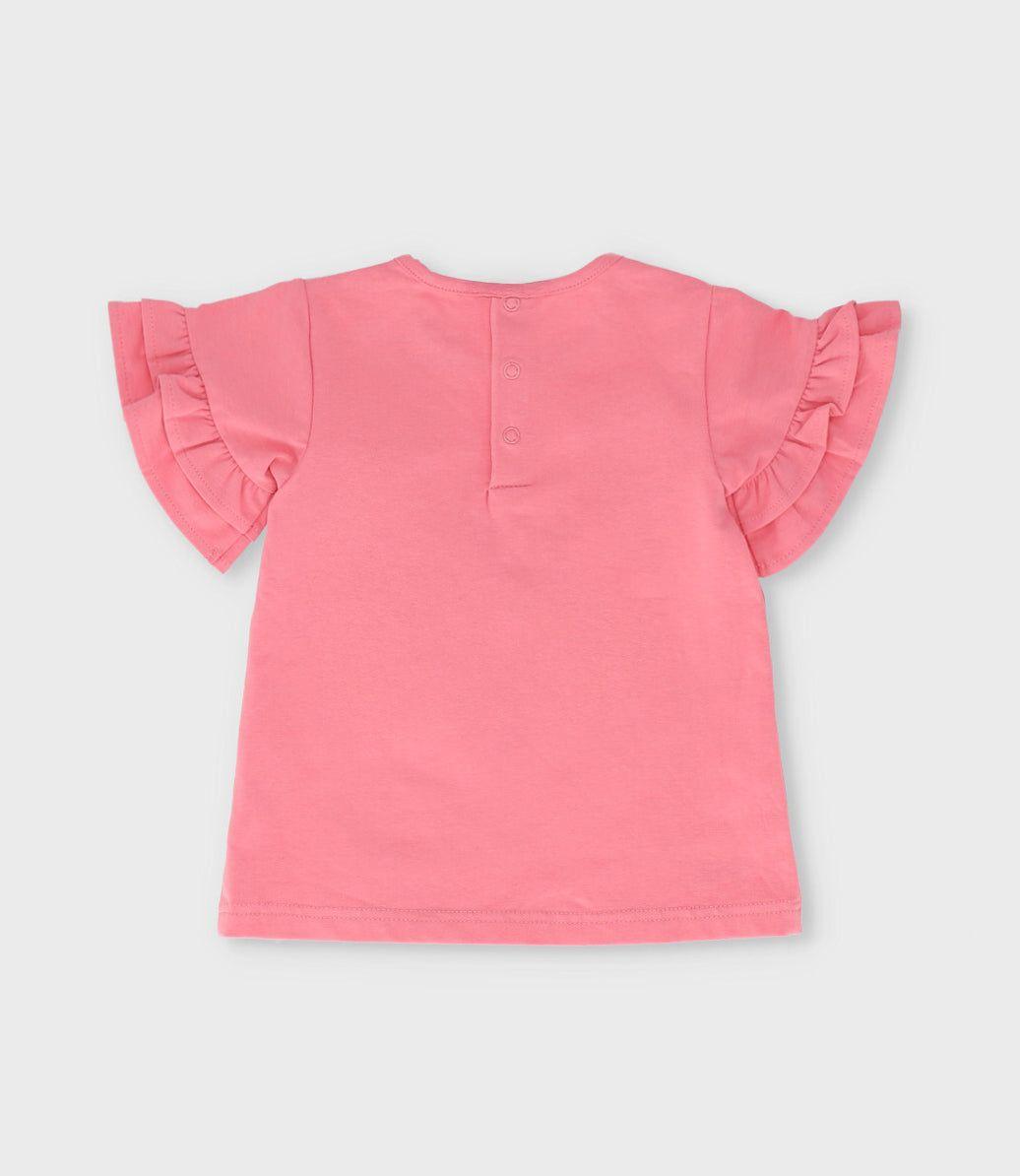 Conjunto bebé con estampado y puntos coral Limonada-2