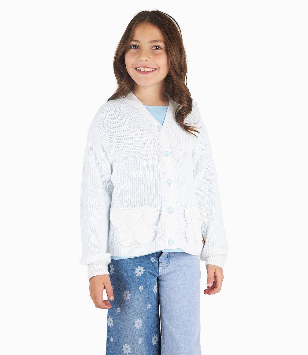 Chaleco Niña Con Flores Crudo 4 Kids-6