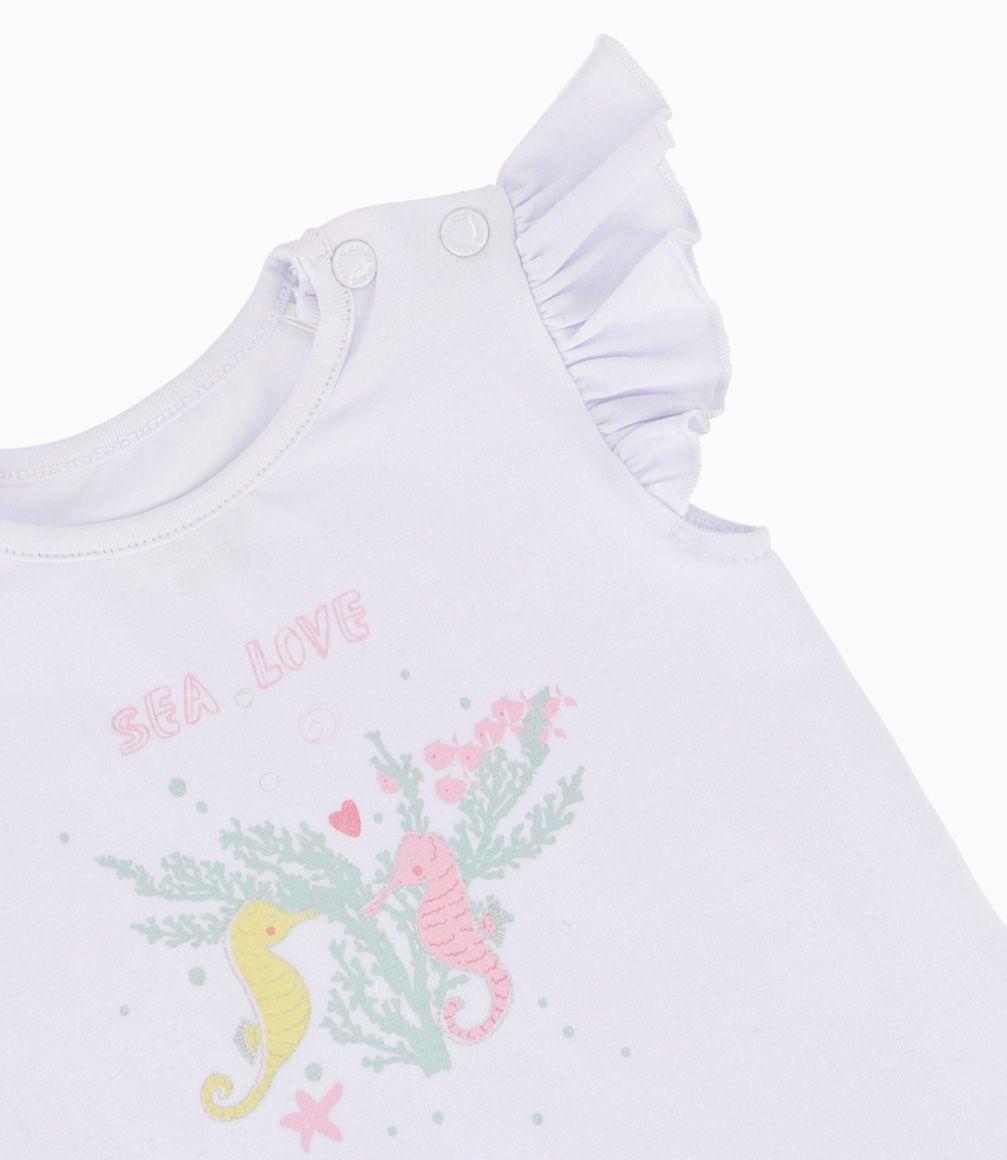 Conjunto Con Caballitos Recién Nacida Blanco 4 Kids-1