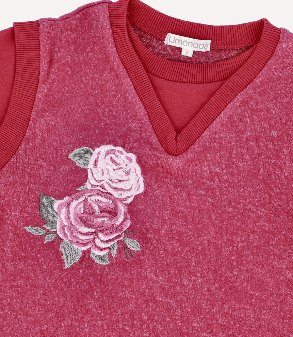Conjunto Sleeveless Sweater Niña Carmín Limonada-4