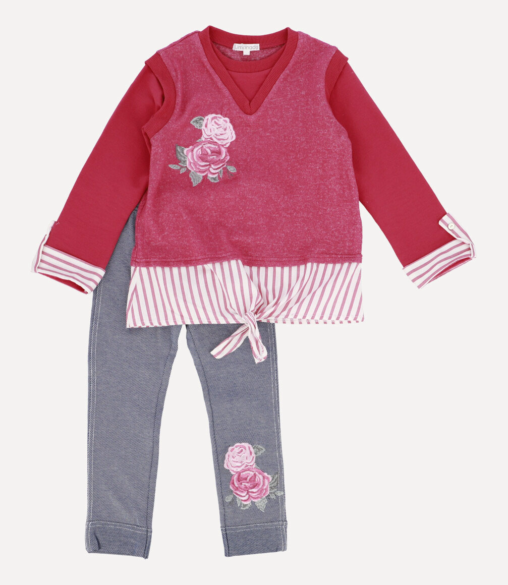 Conjunto Sleeveless Sweater Niña Carmín Limonada-2
