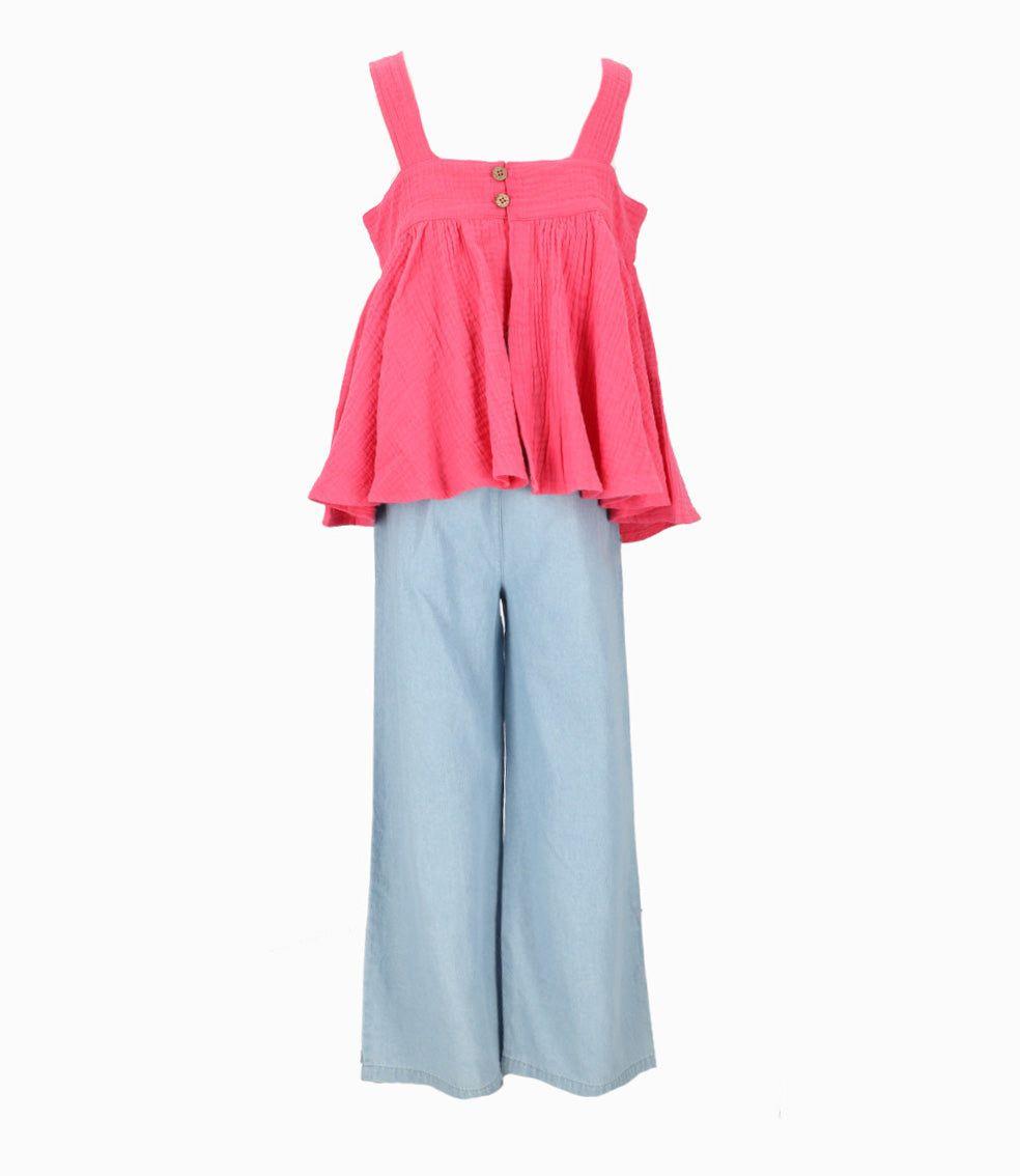 Conjunto niña con vuelos frambuesa 4 Kids-2