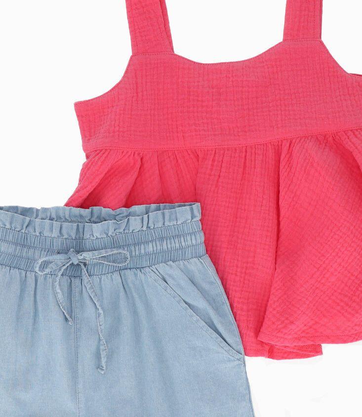 Conjunto niña con vuelos frambuesa 4 Kids-4