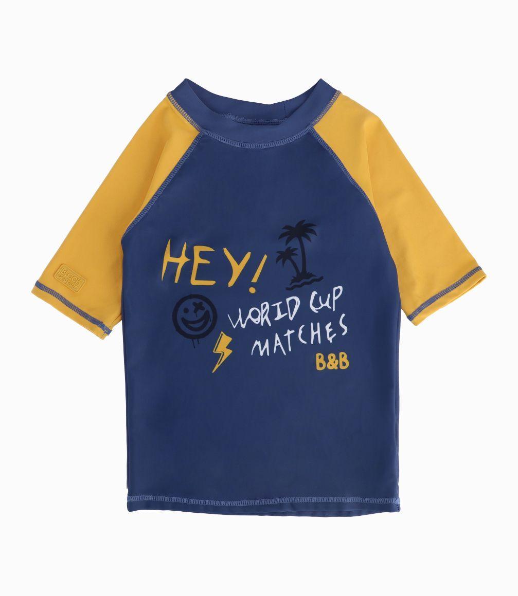 Polera Traje De Baño Niño Azul Piedra Black and Blue-1