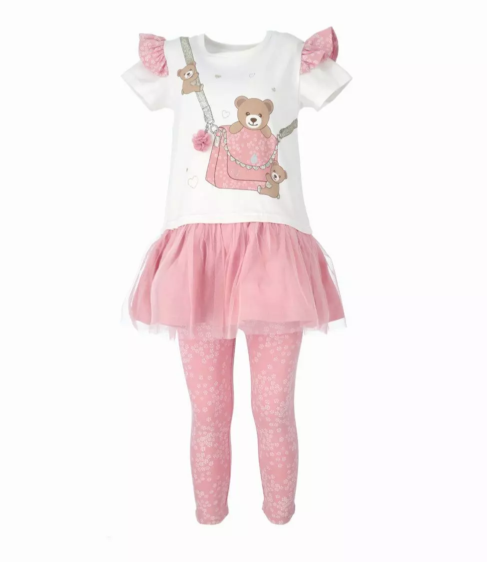 Conjunto niña de polera y calzas rosado Limonada-0