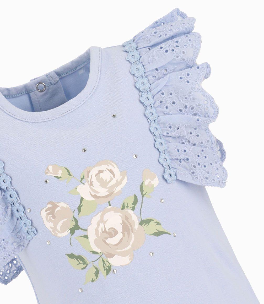 Polera Popelín Bebé Niña Celeste Limonada-1