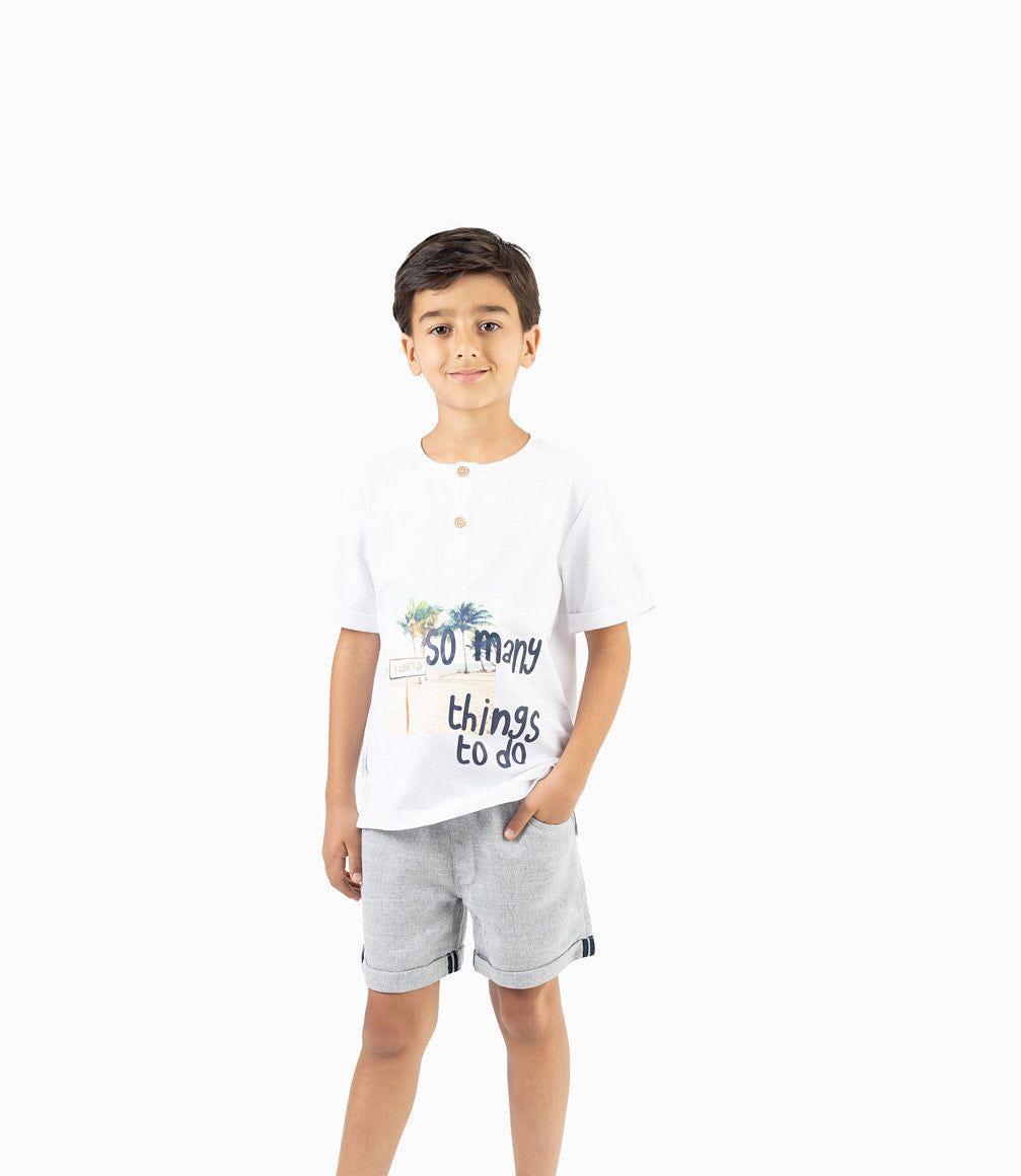 Polera Niño Con Estampado Blanco-1