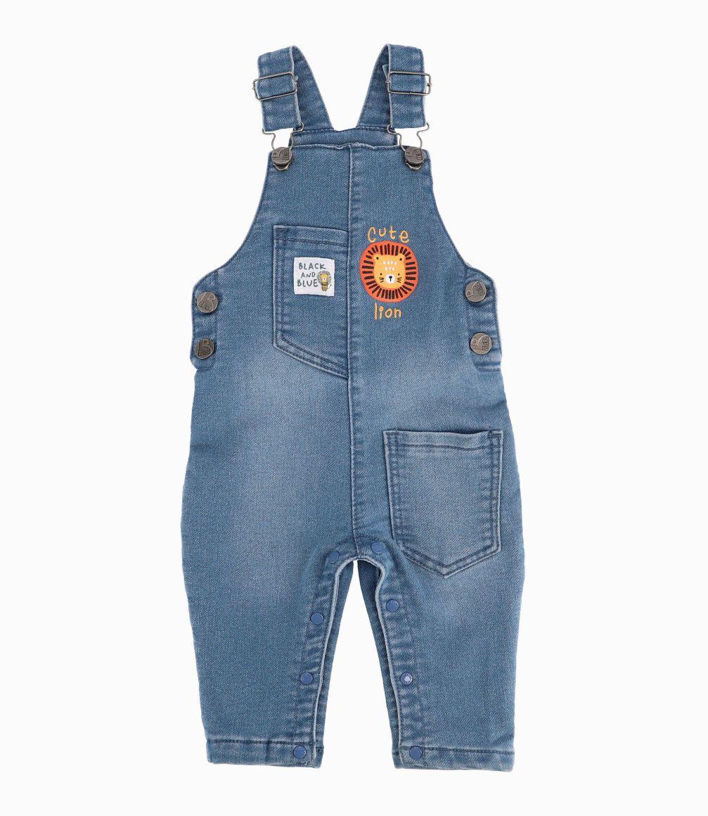 Jardinera León Estampado Recién Nacido Denim Celeste Black and Blue-0