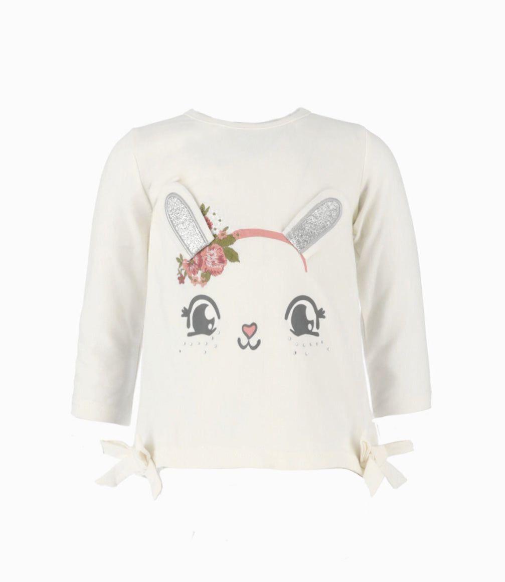 Polera bebé con conejo y lazos blanco Limonada-0