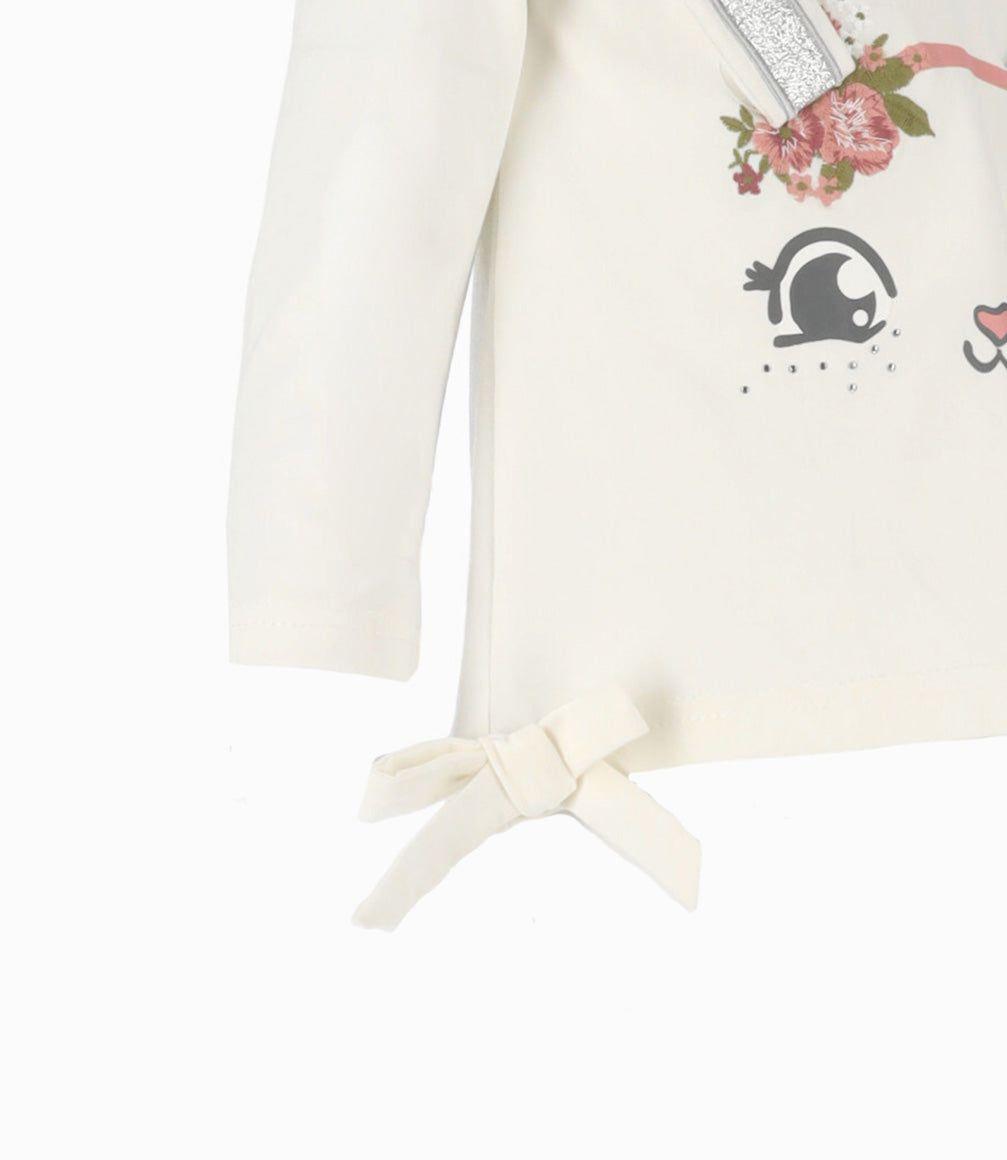 Polera bebé con conejo y lazos blanco Limonada-2