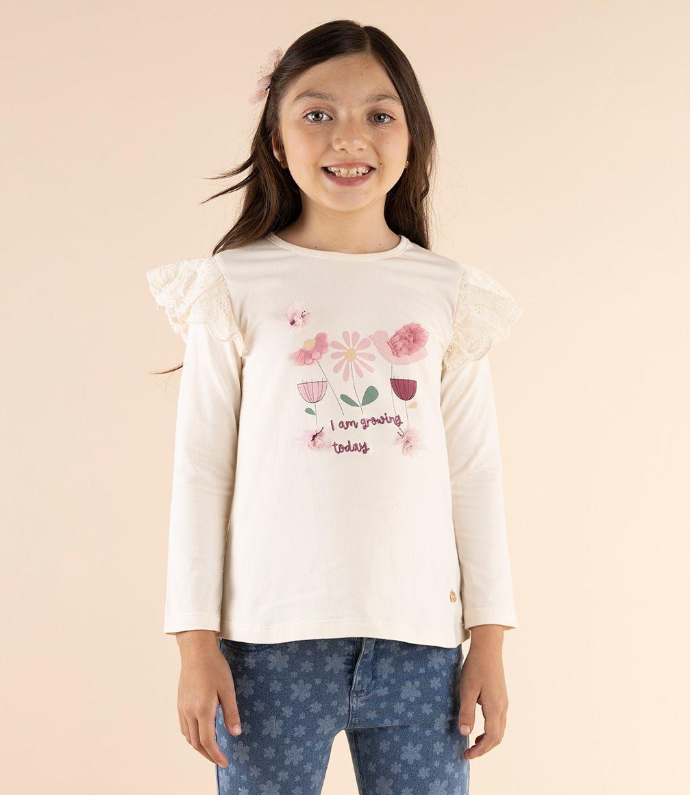 Polera Niña Con Vuelos Crudo-0