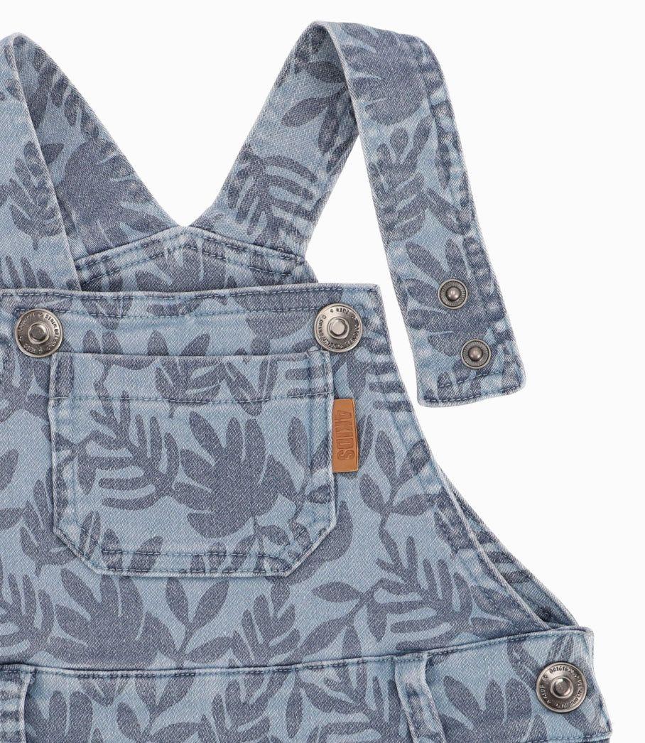 Jardinera Recién Nacido Diseño De Hojas Celeste-7