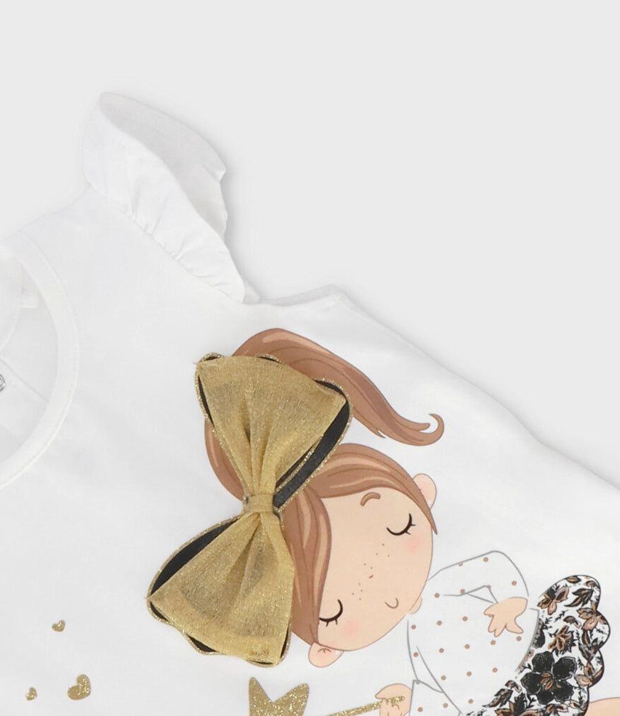 Polera manga corta bebé con lazo crudo Limonada-3