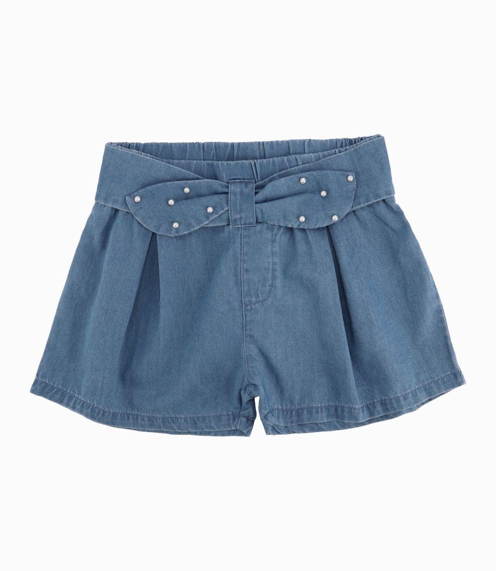 Short Niña De Denim Celeste-0