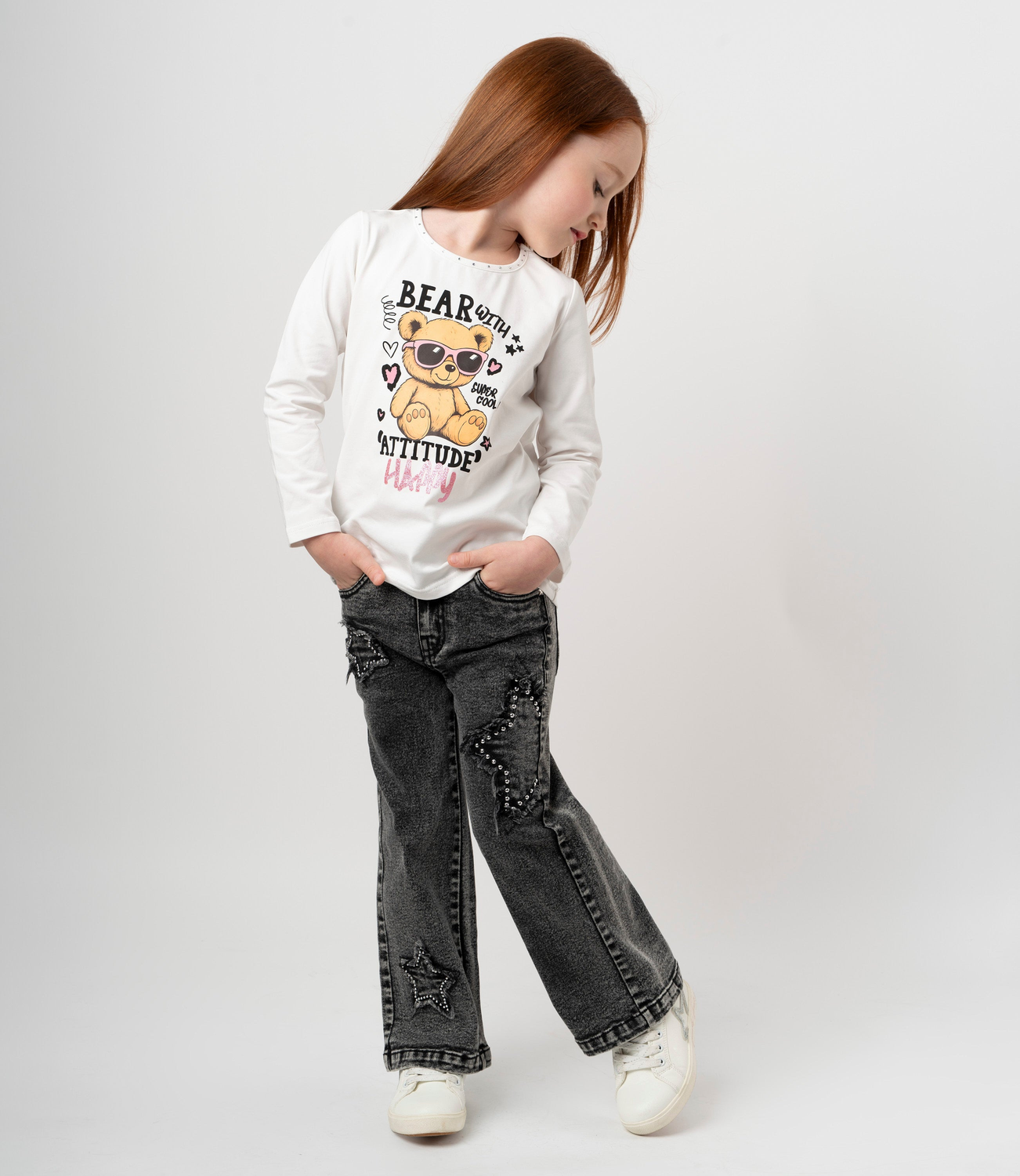 Jeans niña estrellas denim gris 4 Kids-0