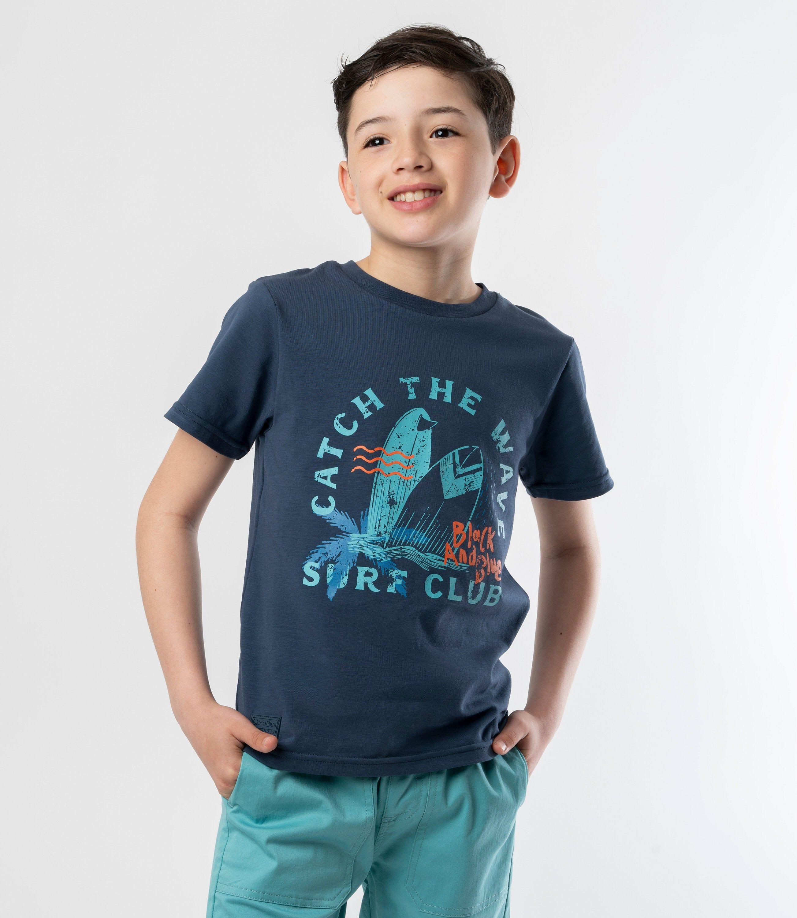 Polera manga corta niño surf azul Black and Blue-0